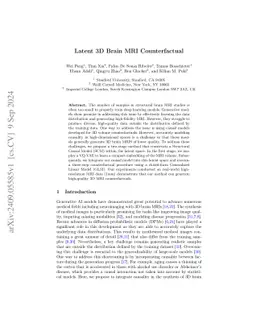 Latent 3D Brain MRI Counterfactual
