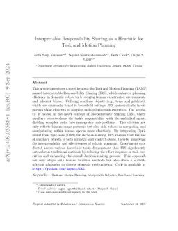 Interpretable Responsibility Sharing as a Heuristic for Task and Motion Planning