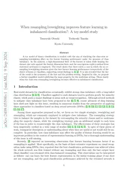 When resampling/reweighting improves feature learning in imbalanced classification?: A toy-model study