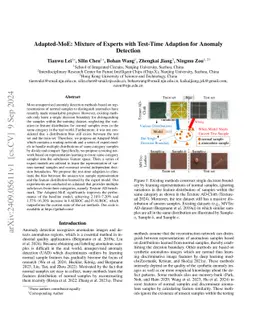 Adapted-MoE: Mixture of Experts with Test-Time Adaption for Anomaly
  Detection