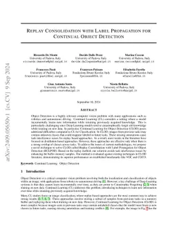 Replay Consolidation with Label Propagation for Continual Object Detection