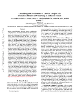 Unlearning or Concealment? A Critical Analysis and Evaluation Metrics
  for Unlearning in Diffusion Models
