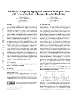 MANA-Net: Mitigating Aggregated Sentiment Homogenization with News
  Weighting for Enhanced Market Prediction