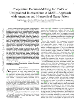 Cooperative Decision-Making for CAVs at Unsignalized Intersections: A
  MARL Approach with Attention and Hierarchical Game Priors