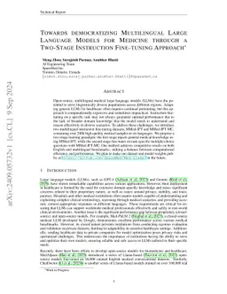 Towards Democratizing Multilingual Large Language Models For Medicine
  Through A Two-Stage Instruction Fine-tuning Approach
