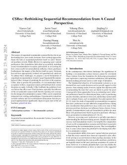 CSRec: Rethinking Sequential Recommendation from A Causal Perspective