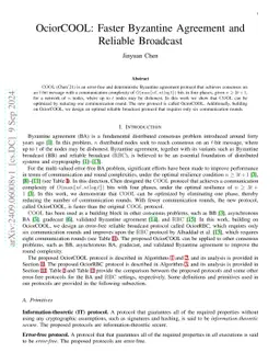 OciorCOOL: Faster Byzantine Agreement and Reliable Broadcast