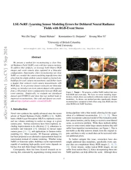 LSE-NeRF: Learning Sensor Modeling Errors for Deblured Neural Radiance
  Fields with RGB-Event Stereo