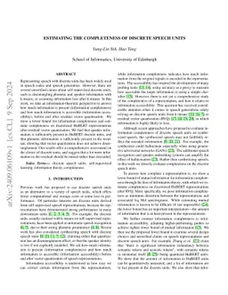 Estimating the Completeness of Discrete Speech Units