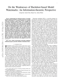 On the Weaknesses of Backdoor-based Model Watermarking: An
  Information-theoretic Perspective