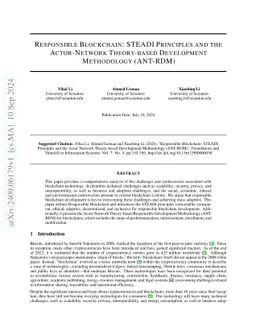 Responsible Blockchain: STEADI Principles and the Actor-Network
  Theory-based Development Methodology (ANT-RDM)