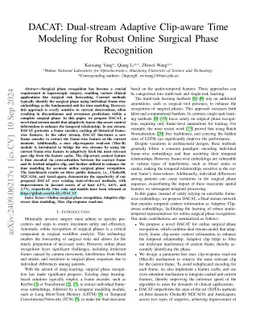 DACAT: Dual-stream Adaptive Clip-aware Time Modeling for Robust Online
  Surgical Phase Recognition
