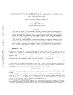 Denoising: A Powerful Building-Block for Imaging, Inverse Problems, and
  Machine Learning