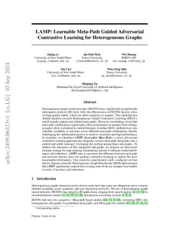 LAMP: Learnable Meta-Path Guided Adversarial Contrastive Learning for
  Heterogeneous Graphs