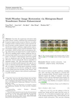 Multi-Weather Image Restoration via Histogram-Based Transformer Feature
  Enhancement