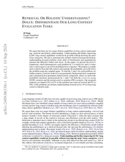 Retrieval Or Holistic Understanding? Dolce: Differentiate Our Long
  Context Evaluation Tasks