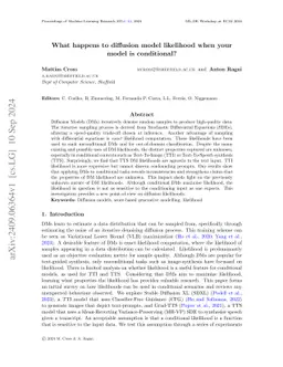 What happens to diffusion model likelihood when your model is
  conditional?