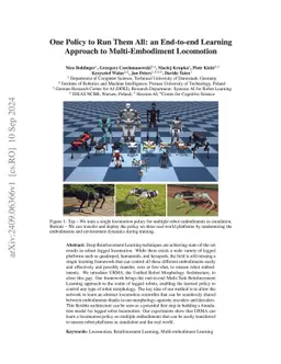 One Policy to Run Them All: an End-to-end Learning Approach to Multi-Embodiment Locomotion