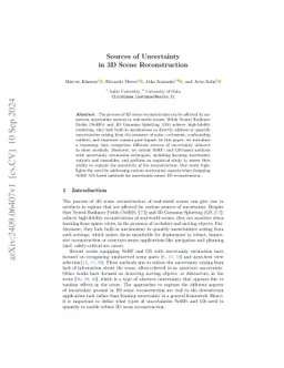 Sources of Uncertainty in 3D Scene Reconstruction