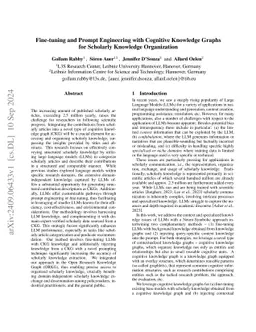 Fine-tuning and Prompt Engineering with Cognitive Knowledge Graphs for
  Scholarly Knowledge Organization