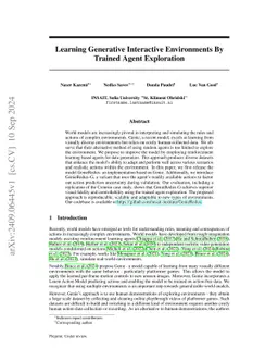 Learning Generative Interactive Environments By Trained Agent
  Exploration