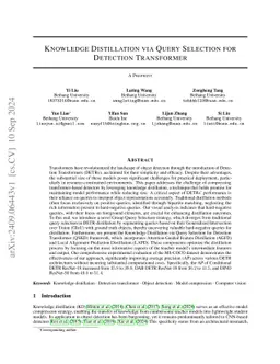 Knowledge Distillation via Query Selection for Detection Transformer