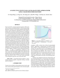 An Effective Context-Balanced Adaptation Approach for Long-Tailed Speech
  Recognition