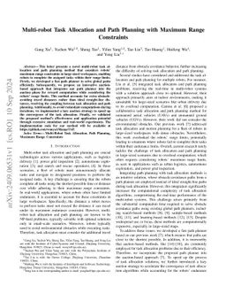 Multi-robot Task Allocation and Path Planning with Maximum Range
  Constraints