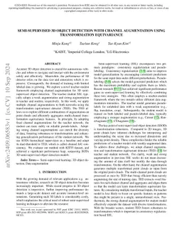 Semi-Supervised 3D Object Detection with Channel Augmentation using
  Transformation Equivariance
