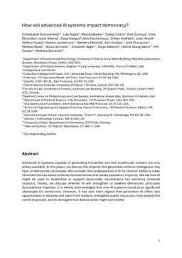 How will advanced AI systems impact democracy?