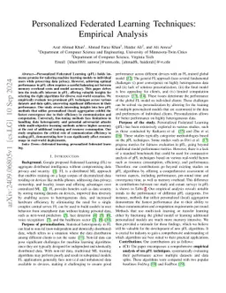 Personalized Federated Learning Techniques: Empirical Analysis