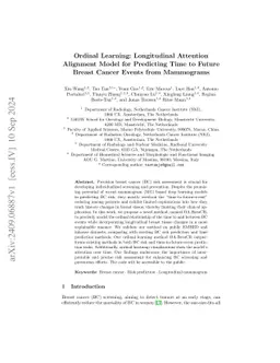 Ordinal Learning: Longitudinal Attention Alignment Model for Predicting
  Time to Future Breast Cancer Events from Mammograms