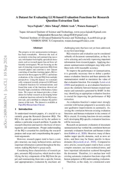 A Dataset for Evaluating LLM-based Evaluation Functions for Research
  Question Extraction Task