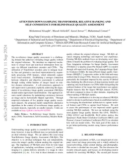 Attention Down-Sampling Transformer, Relative Ranking and
  Self-Consistency for Blind Image Quality Assessment
