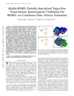 iKalibr-RGBD: Partially-Specialized Target-Free Visual-Inertial
  Spatiotemporal Calibration For RGBDs via Continuous-Time Velocity Estimation