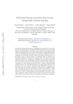 LLM-based feature generation from text for interpretable machine learning