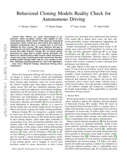 Behavioral Cloning Models Reality Check for Autonomous Driving