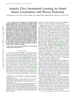Analytic Class Incremental Learning for Sound Source Localization with
  Privacy Protection