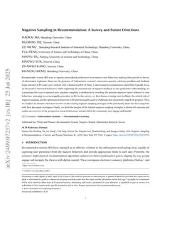 Negative Sampling in Recommendation: A Survey and Future Directions