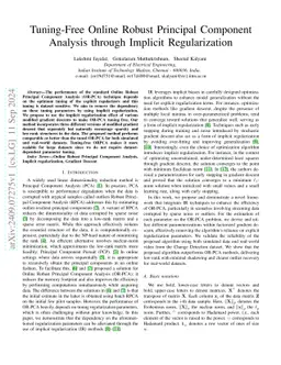 Tuning-Free Online Robust Principal Component Analysis through Implicit Regularization