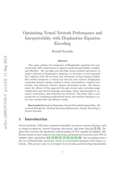 Optimizing Neural Network Performance and Interpretability with
  Diophantine Equation Encoding
