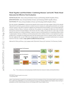 Think Together and Work Better: Combining Humans' and LLMs' Think-Aloud Outcomes for Effective Text Evaluation
