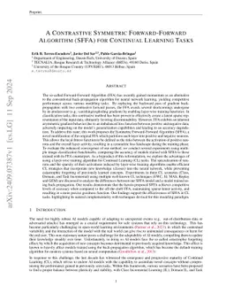 A Contrastive Symmetric Forward-Forward Algorithm (SFFA) for Continual Learning Tasks