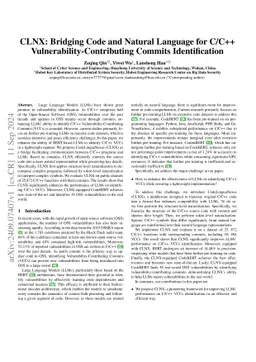 CLNX: Bridging Code and Natural Language for C/C++
  Vulnerability-Contributing Commits Identification