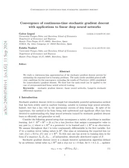 Convergence of continuous-time stochastic gradient descent with applications to deep neural networks
