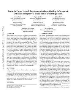 Towards Fairer Health Recommendations: finding informative unbiased
  samples via Word Sense Disambiguation