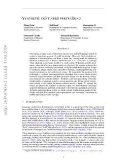 Synthetic continued pretraining