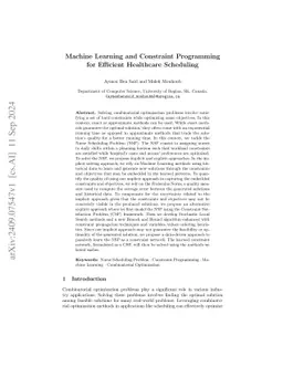 Machine Learning and Constraint Programming for Efficient Healthcare
  Scheduling