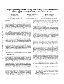Analyzing the Impact of Copying-and-Pasting Vulnerable Solidity Code
  Snippets from Question-and-Answer Websites
