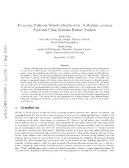 Advancing Malicious Website Identification: A Machine Learning Approach
  Using Granular Feature Analysis
